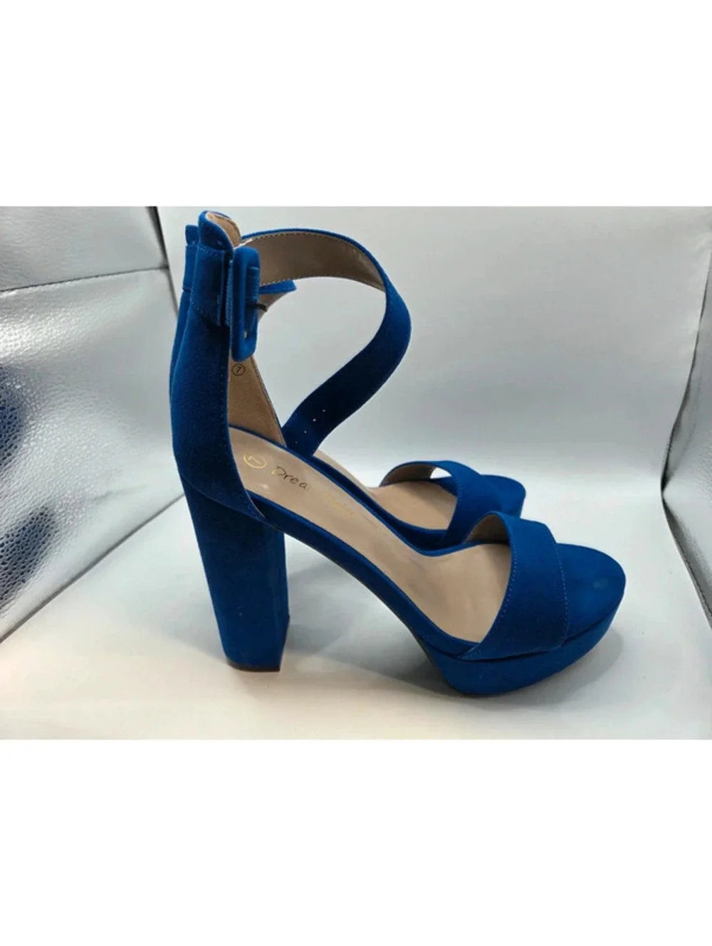 Dream Pairs Royal Blue Platform Block Heel Sandals Women's Size 7